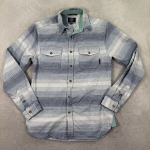 Levitate Mens Small Organic Cotton Striped Long Sleeve Button‎ Up Shirt Casual